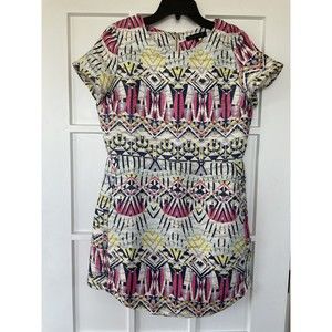 Hot & Delicious Large Multi- Color Mini Dress Lined Zip Close Size Large